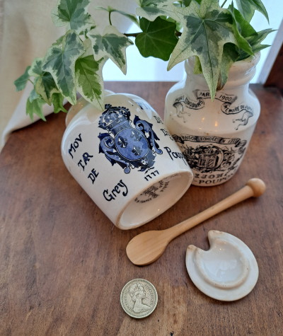 GREY POUPON �}�X�^�[�h �|�b�g�@*�@�A���e�B�[�N�G�݁@����|�b�g�@Digoin Sarreguemins 